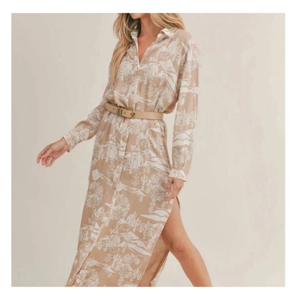 Sadie & Sage high desert shirt dress XS western cactus